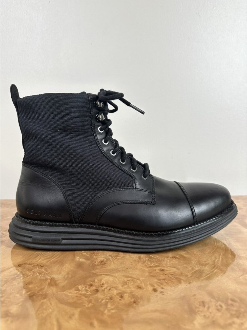 Cole Haan OriginalGrand Cap Toe Boots Men 8.5 M Black Leather C37077 Grand 360
